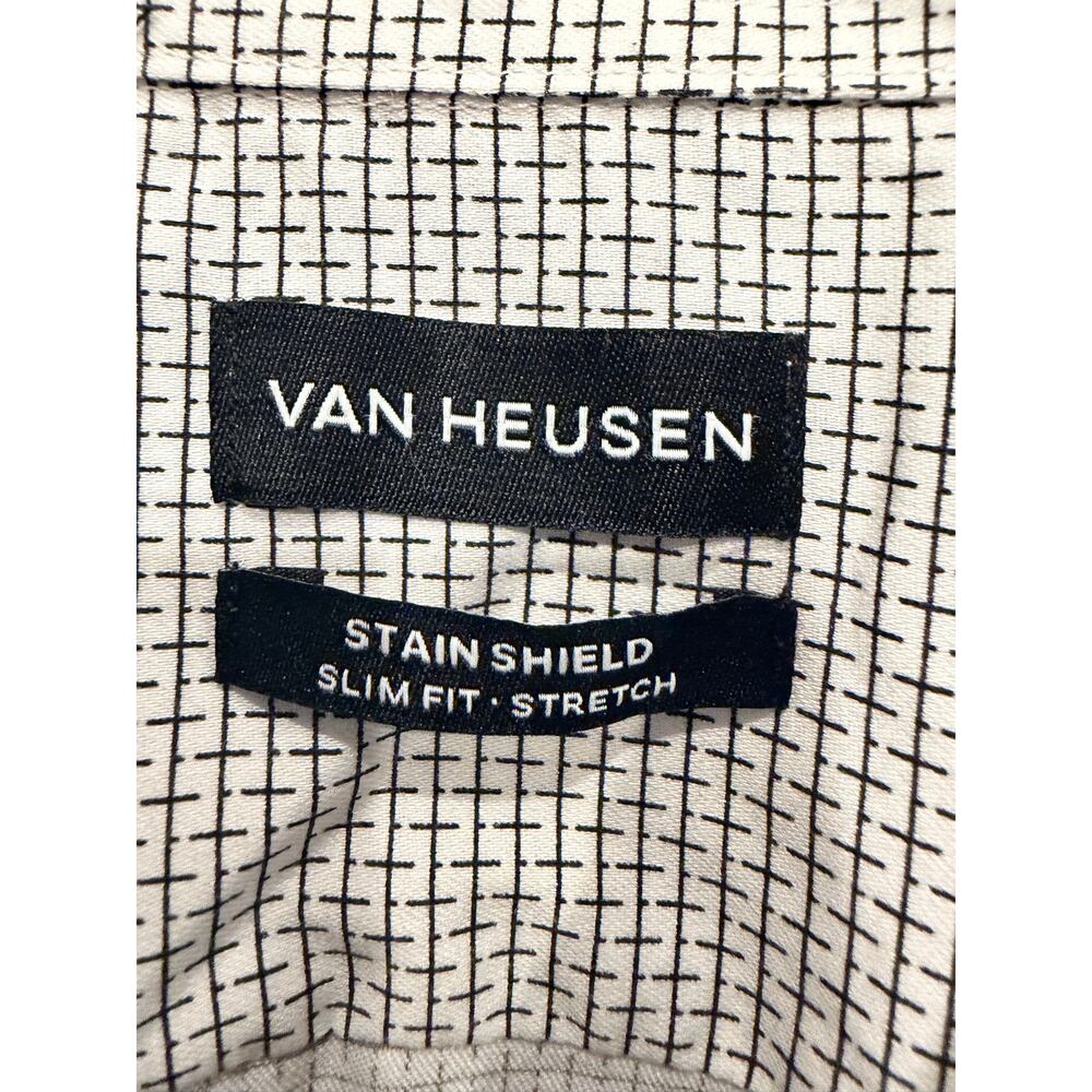 Van Heusen Men's Dress Shirt Size L 16-16.5 34/35 Slim Fit Stain Shield Stretch - Picture 2 of 9